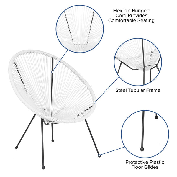 English Elm Valencia Oval Comfort Series Take Ten Papasan Lounge Chair - Stylish, Durable, and Cozy Relaxation Spot White TLH-094-WHITE-GG