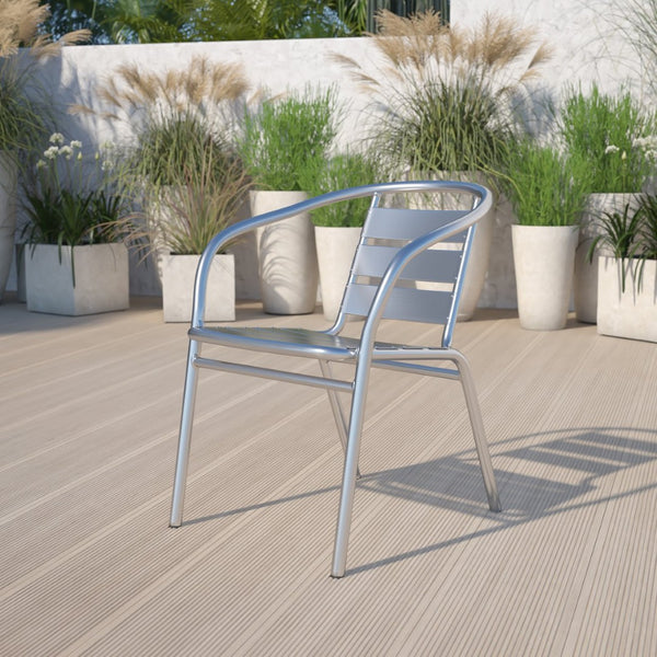 English Elm Lila Heavy-Duty Aluminum Stack Chair – Stylish, Durable Seating for Indoor-Outdoor Dining Spaces TLH-1-GG