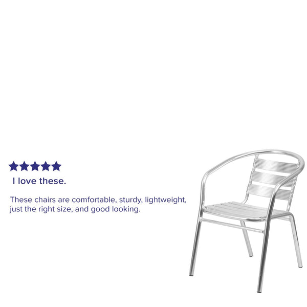 English Elm Lila Heavy-Duty Aluminum Stack Chair – Stylish, Durable Seating for Indoor-Outdoor Dining Spaces TLH-1-GG