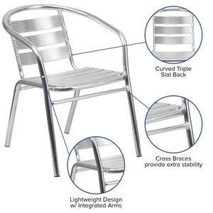 English Elm Lila Heavy-Duty Aluminum Stack Chair – Stylish, Durable Seating for Indoor-Outdoor Dining Spaces TLH-1-GG