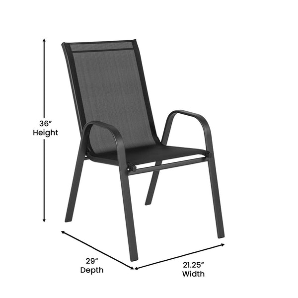 English Elm Brazos 7-Piece Commercial Grade Patio Dining Set with Tempered Glass Table and Comfortable Chairs Black TLH-94B-303C-GG