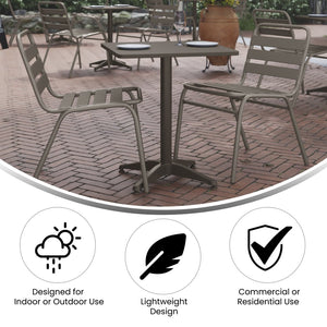 English Elm Lila Modern Bistro Dining Set with Two Slat-Back Chairs - Durable, Stylish, Indoor-Outdoor Use Black 23.5" Square TLH-ALUM-24SQ-017BK2-GG