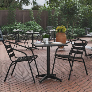 English Elm Lila Modern Bistro Dining Set with Two Slat-Back Chairs - Durable, Stylish, Indoor-Outdoor Use Black 23.5" Square TLH-ALUM-24SQ-017BK2-GG