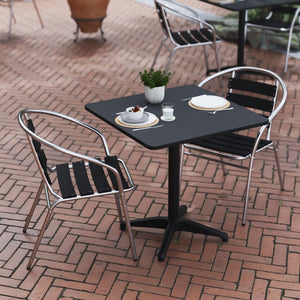 English Elm Lila Modern Café-Style Indoor-Outdoor Dining Set with Stackable Chairs for Compact Spaces Black 27.5" Square TLH-ALUM-28SQ-017BK2-GG
