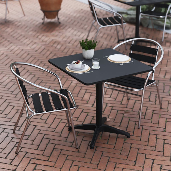 English Elm Lila Modern Café-Style Indoor-Outdoor Dining Set with Stackable Chairs for Compact Spaces Black 27.5" Square TLH-ALUM-28SQ-017BK2-GG