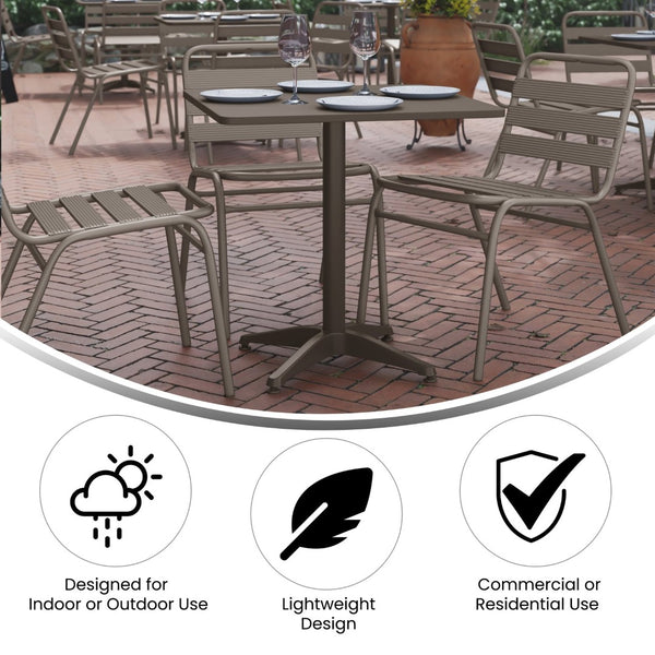 English Elm Lila Modern Café-Style Indoor-Outdoor Dining Set with Stackable Chairs for Compact Spaces Bronze 27.5" Square TLH-ALUM-28SQ-017BZ2-GG
