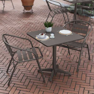 English Elm Lila Modern Café-Style Indoor-Outdoor Dining Set with Stackable Chairs for Compact Spaces Bronze 27.5" Square TLH-ALUM-28SQ-017BZ2-GG
