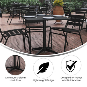 English Elm Lila Versatile Indoor-Outdoor Dining Set with Stackable Chairs for Stylish Spaces and Easy Care Black 31.5" Round TLH-ALUM-32SQ-017BK4-GG