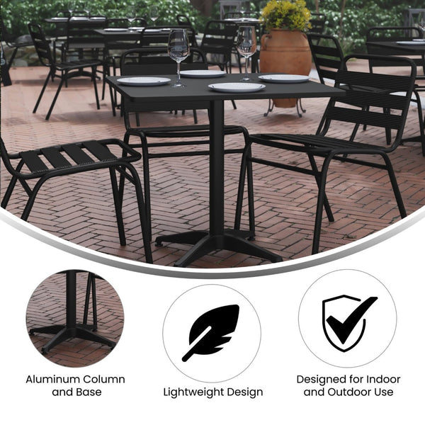 English Elm Lila Versatile Indoor-Outdoor Dining Set with Stackable Chairs for Stylish Spaces and Easy Care Black 31.5" Round TLH-ALUM-32SQ-017BK4-GG