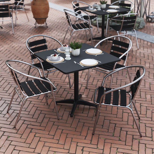 English Elm Lila Versatile Indoor-Outdoor Dining Set with Stackable Chairs for Stylish Spaces and Easy Care Black 31.5" Round TLH-ALUM-32SQ-017BK4-GG