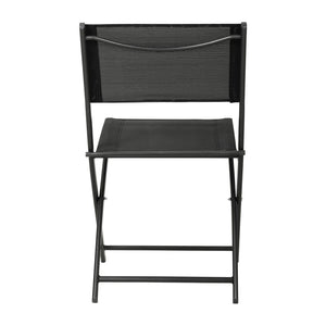 English Elm Brazos Set of 2 Durable Indoor/Outdoor Folding Chairs with Comfortable Textilene Fabric Seats Black TLH-SC-097-BLK-02-GG