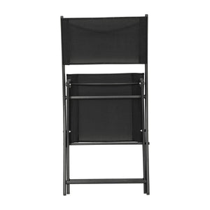 English Elm Brazos Set of 2 Durable Indoor/Outdoor Folding Chairs with Comfortable Textilene Fabric Seats Black TLH-SC-097-BLK-02-GG