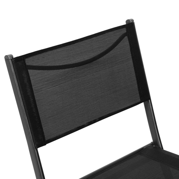 English Elm Brazos Set of 2 Durable Indoor/Outdoor Folding Chairs with Comfortable Textilene Fabric Seats Black TLH-SC-097-BLK-02-GG