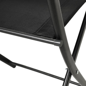 English Elm Brazos Set of 2 Durable Indoor/Outdoor Folding Chairs with Comfortable Textilene Fabric Seats Black TLH-SC-097-BLK-02-GG