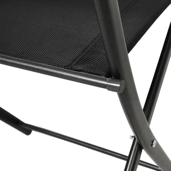 English Elm Brazos Set of 2 Durable Indoor/Outdoor Folding Chairs with Comfortable Textilene Fabric Seats Black TLH-SC-097-BLK-02-GG