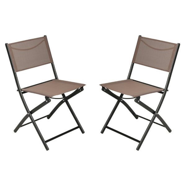 English Elm Brazos Set of 2 Durable Indoor/Outdoor Folding Chairs with Comfortable Textilene Fabric Seats Brown TLH-SC-097-BRN-02-GG