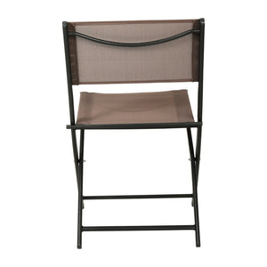 English Elm Brazos Set of 2 Durable Indoor/Outdoor Folding Chairs with Comfortable Textilene Fabric Seats Brown TLH-SC-097-BRN-02-GG
