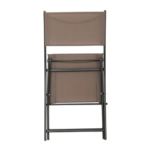 English Elm Brazos Set of 2 Durable Indoor/Outdoor Folding Chairs with Comfortable Textilene Fabric Seats Brown TLH-SC-097-BRN-02-GG