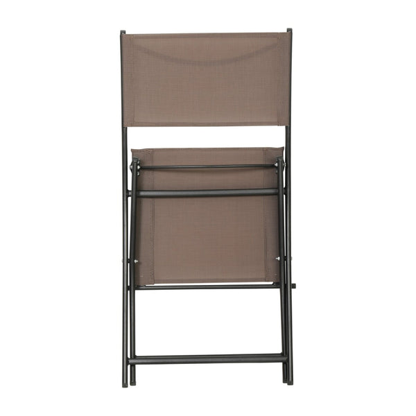 English Elm Brazos Set of 2 Durable Indoor/Outdoor Folding Chairs with Comfortable Textilene Fabric Seats Brown TLH-SC-097-BRN-02-GG