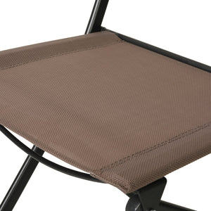 English Elm Brazos Set of 2 Durable Indoor/Outdoor Folding Chairs with Comfortable Textilene Fabric Seats Brown TLH-SC-097-BRN-02-GG