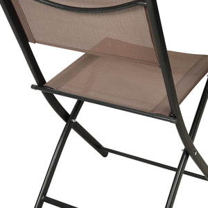 English Elm Brazos Set of 2 Durable Indoor/Outdoor Folding Chairs with Comfortable Textilene Fabric Seats Brown TLH-SC-097-BRN-02-GG