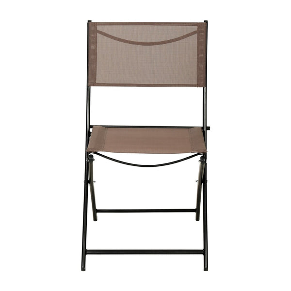 English Elm Brazos Set of 2 Durable Indoor/Outdoor Folding Chairs with Comfortable Textilene Fabric Seats Brown TLH-SC-097-BRN-02-GG