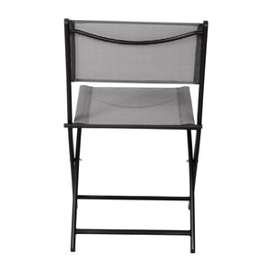 English Elm Brazos Set of 2 Durable Indoor/Outdoor Folding Chairs with Comfortable Textilene Fabric Seats Gray TLH-SC-097-GRY-02-GG