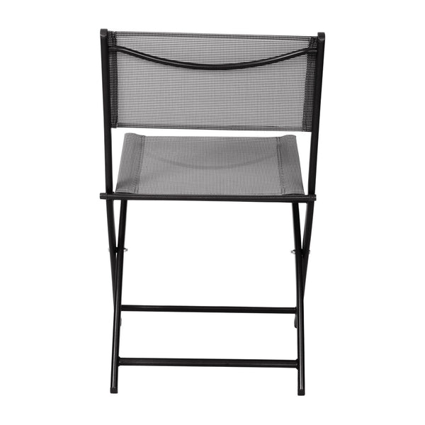 English Elm Brazos Set of 2 Durable Indoor/Outdoor Folding Chairs with Comfortable Textilene Fabric Seats Gray TLH-SC-097-GRY-02-GG