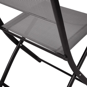 English Elm Brazos Set of 2 Durable Indoor/Outdoor Folding Chairs with Comfortable Textilene Fabric Seats Gray TLH-SC-097-GRY-02-GG