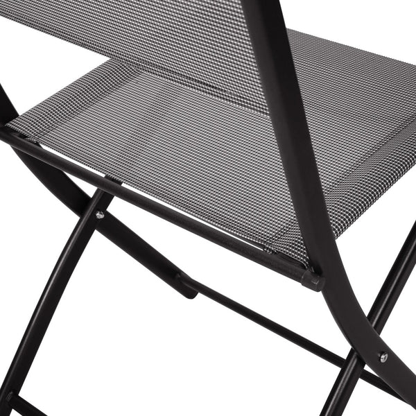 English Elm Brazos Set of 2 Durable Indoor/Outdoor Folding Chairs with Comfortable Textilene Fabric Seats Gray TLH-SC-097-GRY-02-GG