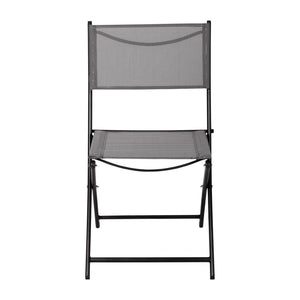 English Elm Brazos Set of 2 Durable Indoor/Outdoor Folding Chairs with Comfortable Textilene Fabric Seats Gray TLH-SC-097-GRY-02-GG