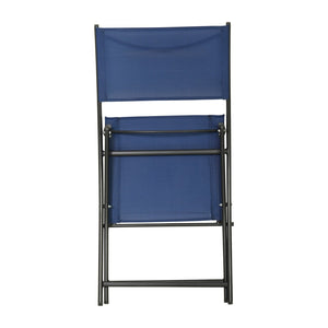 English Elm Brazos Set of 2 Durable Indoor/Outdoor Folding Chairs with Comfortable Textilene Fabric Seats Navy TLH-SC-097-NV-02-GG