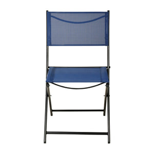 English Elm Brazos Set of 2 Durable Indoor/Outdoor Folding Chairs with Comfortable Textilene Fabric Seats Navy TLH-SC-097-NV-02-GG