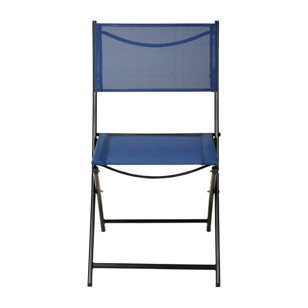 English Elm Brazos Set of 2 Durable Indoor/Outdoor Folding Chairs with Comfortable Textilene Fabric Seats Navy TLH-SC-097-NV-02-GG