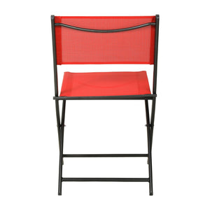 English Elm Brazos Set of 2 Durable Indoor/Outdoor Folding Chairs with Comfortable Textilene Fabric Seats Red TLH-SC-097-RED-02-GG