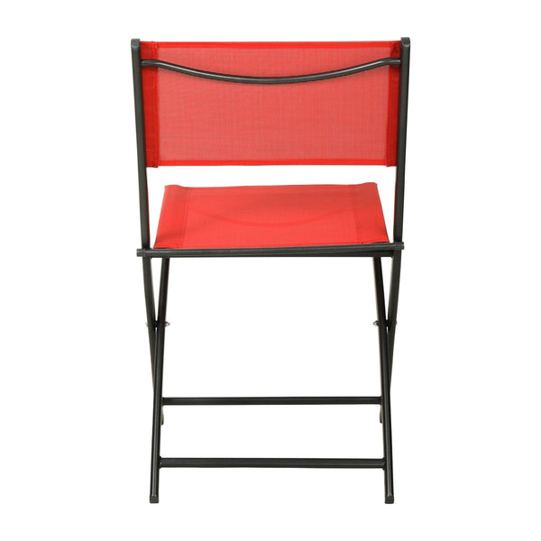 English Elm Brazos Set of 2 Durable Indoor/Outdoor Folding Chairs with Comfortable Textilene Fabric Seats Red TLH-SC-097-RED-02-GG