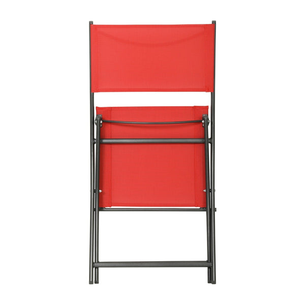 English Elm Brazos Set of 2 Durable Indoor/Outdoor Folding Chairs with Comfortable Textilene Fabric Seats Red TLH-SC-097-RED-02-GG