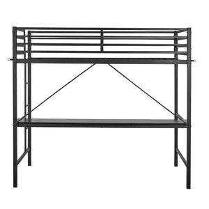 English Elm Jake Loft Bed Frame with Desk - Space-Saving Elevated Sleeping and Study Solution for Kids & Teens Black Twin TLN-YH0226-T-BLK-GG