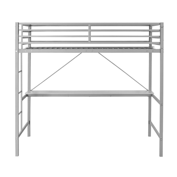 English Elm Jake Loft Bed Frame with Desk - Space-Saving Elevated Sleeping and Study Solution for Kids & Teens Gray Twin TLN-YH0226-T-GRY-GG