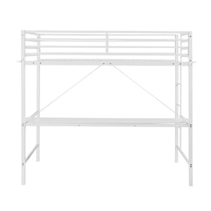 English Elm Jake Loft Bed Frame with Desk - Space-Saving Elevated Sleeping and Study Solution for Kids & Teens White Twin TLN-YH0226-T-WHT-GG
