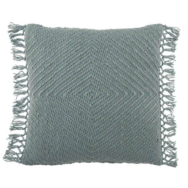 Jaipur Living Jaipur Living Maritima Boho Diamond Woven Outdoor Pillow Cover with Macrame Tassel Trim Blue PLC102459