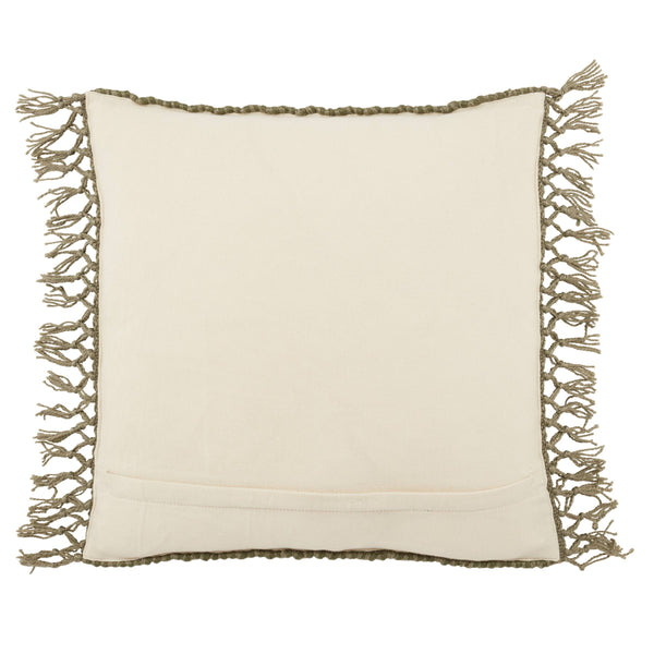 Jaipur Living Jaipur Living Maritima Boho Diamond Woven Outdoor Pillow Cover with Macrame Tassel Trim Green PLC102460