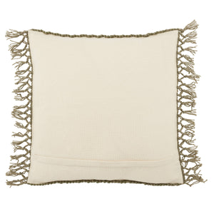 Jaipur Living Jaipur Living Maritima Diamond Weave Boho Throw Pillow with Macrame Tassel Trim Green PLW103738