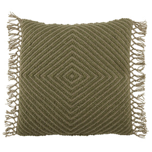 Jaipur Living Jaipur Living Maritima Diamond Weave Boho Throw Pillow with Macrame Tassel Trim Green PLW103738