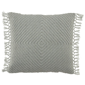 Jaipur Living Jaipur Living Maritima Boho Diamond Woven Outdoor Pillow Cover with Macrame Tassel Trim Light Gray PLC102461