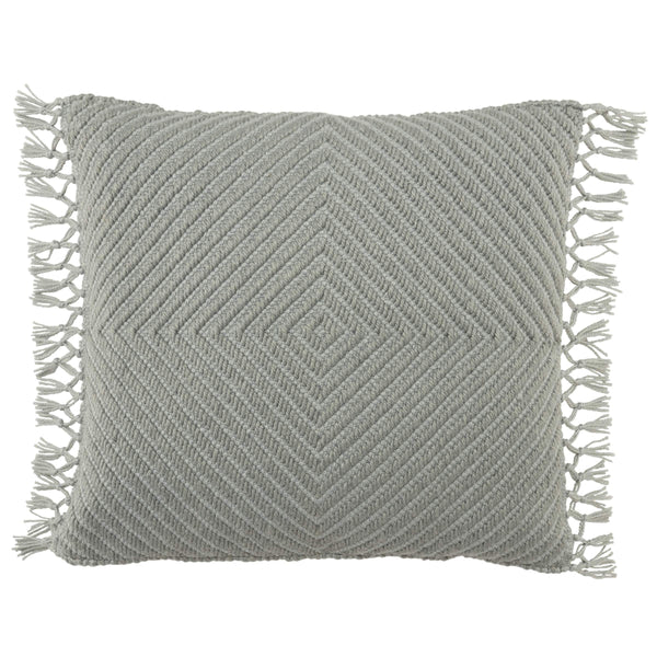 Jaipur Living Jaipur Living Maritima Boho Diamond Woven Outdoor Pillow Cover with Macrame Tassel Trim Light Gray PLC102461