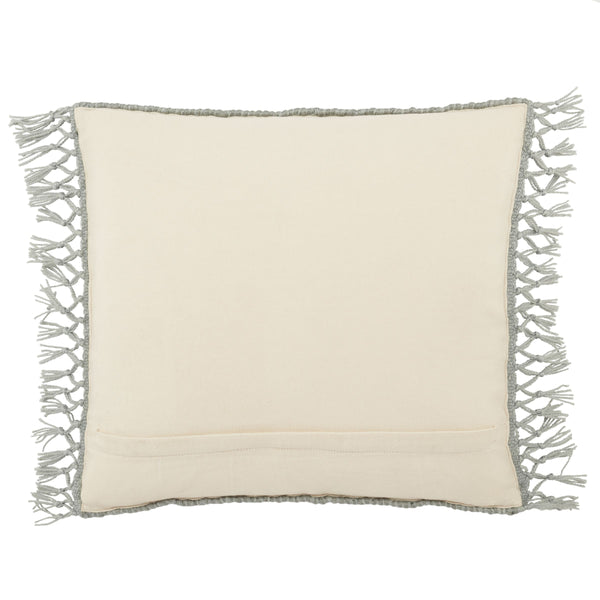 Jaipur Living Jaipur Living Maritima Boho Diamond Woven Outdoor Pillow Cover with Macrame Tassel Trim Light Gray PLC102461