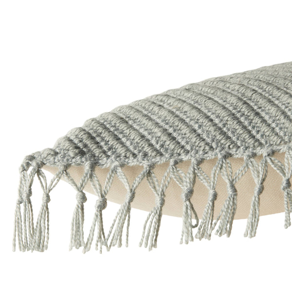 Jaipur Living Jaipur Living Maritima Boho Diamond Woven Outdoor Pillow Cover with Macrame Tassel Trim Light Gray PLC102461