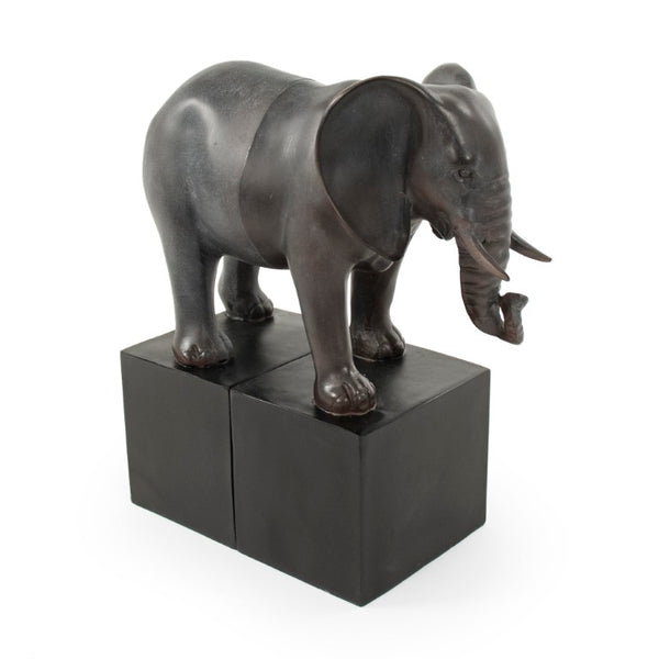 Zentique Resin Elephant Bookend with Antique Finish — Hand-Finished, Weighted Decorative Shelf Support for Home Decor TME4617004