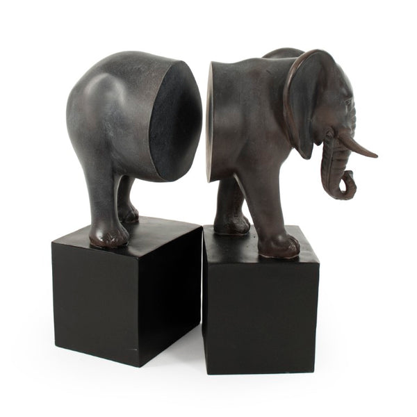 Zentique Resin Elephant Bookend with Antique Finish — Hand-Finished, Weighted Decorative Shelf Support for Home Decor TME4617004